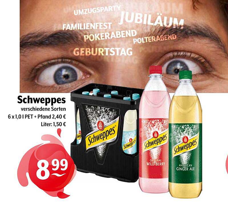 Schweppes verschiedene Sorten 6 x 1,0 l PET