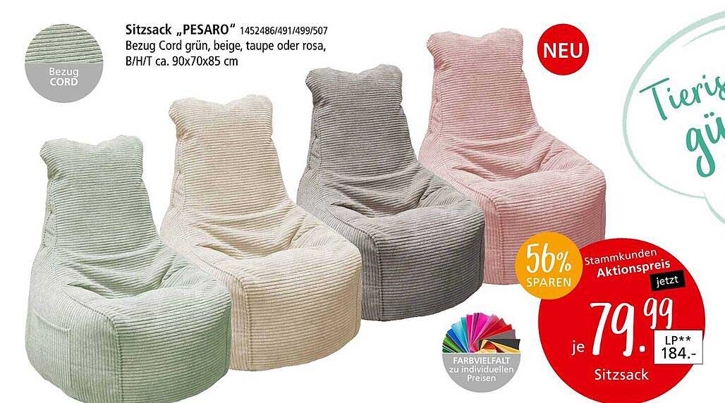 Sitzsack „PESARO“ in verschiedenen Farben