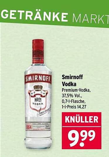 Smirnoff Vodka, 0,7 l - Premium-Vodka zum Sonderpreis!