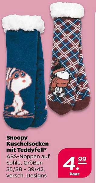 Snoopy Kuschelsocken mit Teddyfell