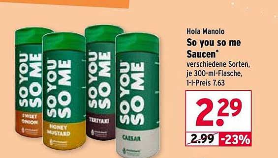 So you so me Saucen, verschiedene Sorten, 300-ml-Flasche