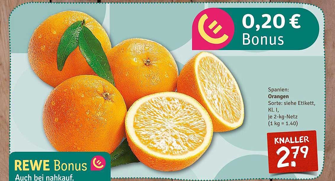 Spanische Orangen im 2-kg-Netz für nur 2,79 €