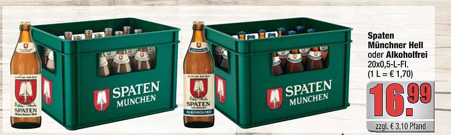 Spaten Münchner Hell oder Alkoholfrei 20x0,5-L-Fl.