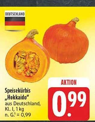 Speisekürbis 'Hokkaido' aus Deutschland, KL. I, 1 kg