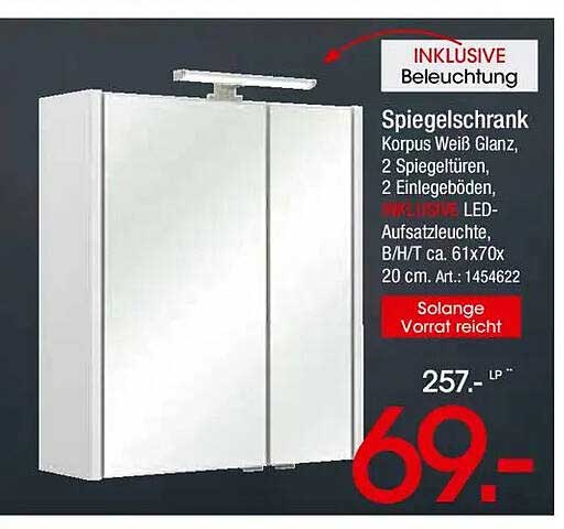 Spiegelschrank mit LED-Aufsatzleuchte