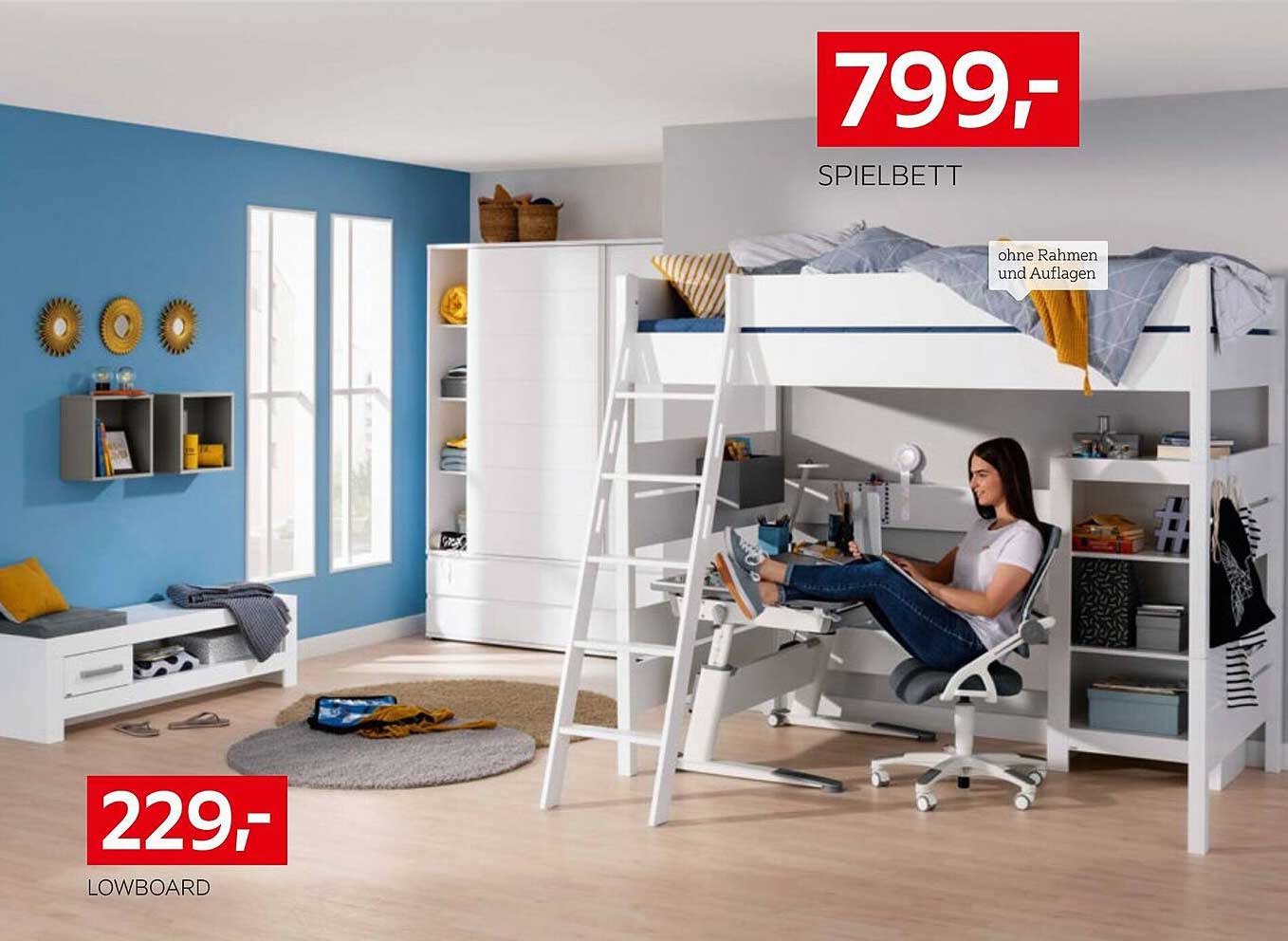 Spielbett mit integriertem Arbeitsplatz