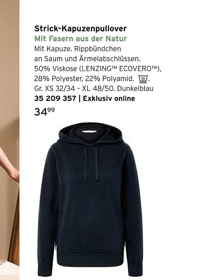 Strick-Kapuzenpullover Mit Faser aus der Natur