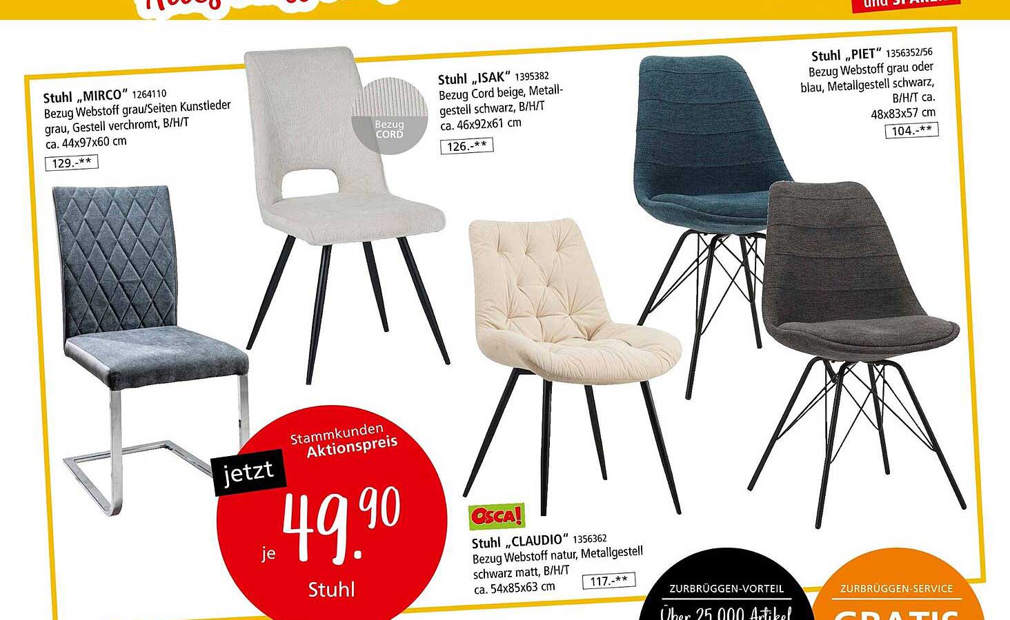 Stuhl „CLAUDIO“ - Bequem und stilvoll für Ihr Zuhause