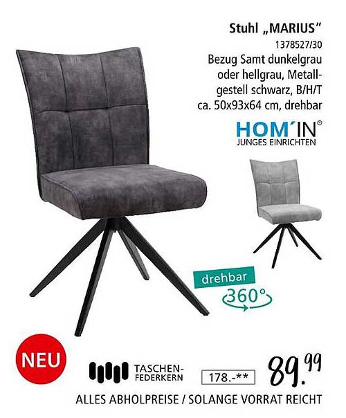 Stuhl „MARIUS“ – Drehstuhl in elegantem Design