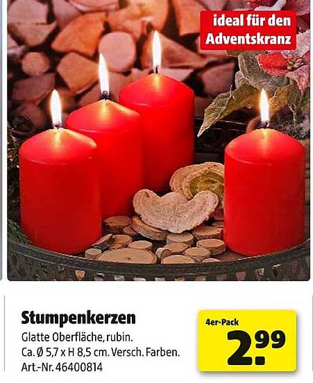 Stumpenkerzen 4er-Pack