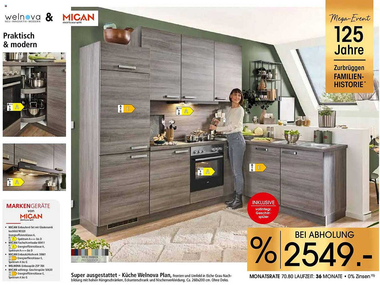 Super ausgestattete Küche Welnova Plan, inkl. Geschirrspüler