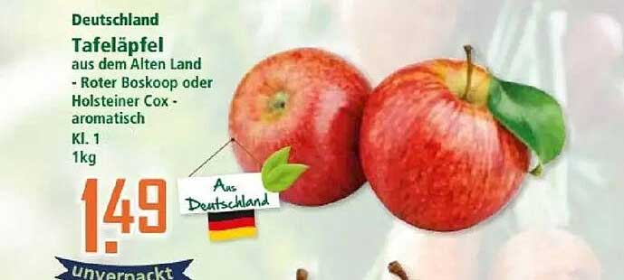Tafeläpfel aus dem Alten Land - Roter Boskoop oder Holsteiner Cox, 1 kg