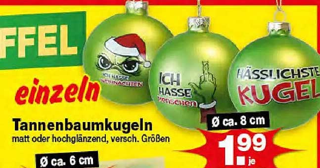 Tannenbaumkugeln - matt oder hochglänzend, verschiedene Größen