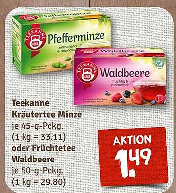 Teekanne Kräutertee Minze oder Früchtetee Waldbeere