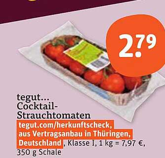 Tegut Cocktail-Strauchtomaten 350 g für nur 2,79 €