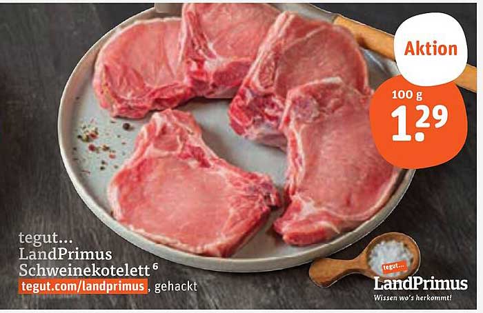 tegut... LandPrimus Schweinekotelett, gehackt - Aktion