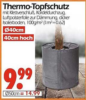 Thermo-Topfschutz mit Klettverschluss, 40cm hoch und 40cm Durchmesser