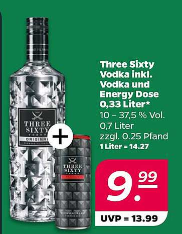 Three Sixty Vodka inkl. Vodka und Energy Dose 0,33 Liter