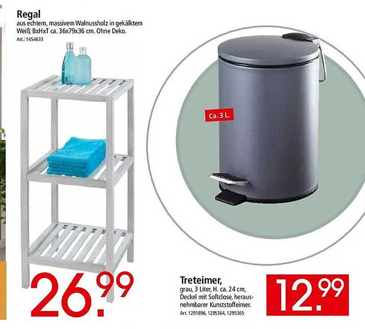 Treteimer grau, 3 Liter, H: ca. 24 cm, Deckel mit Softclose, herausnehmbarer Kunststoffeimer