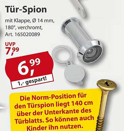 Tür-Spion mit Klappe, Ø 14 mm, 180°, verchromt, Art. 165020089