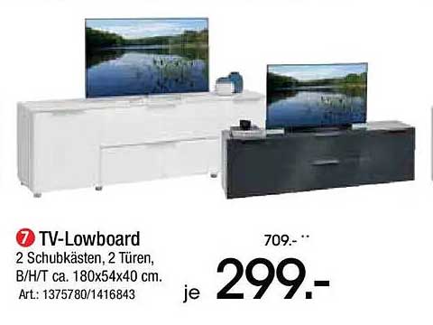 TV-Lowboard mit 2 Schubkästen und 2 Türen