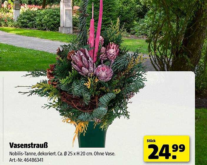 Vasenstrauß - Nobilis-Tanne, dekoriert