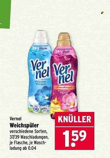 Vernel Weichspüler verschiedene Sorten, 37/39 Waschladungen, je Flasche