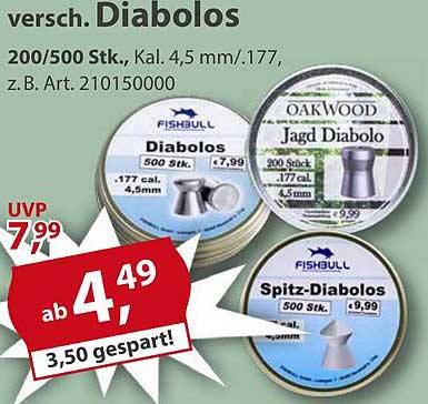 Verschiedene Diabolos 200/500 Stk., Kal. 4,5 mm/.177