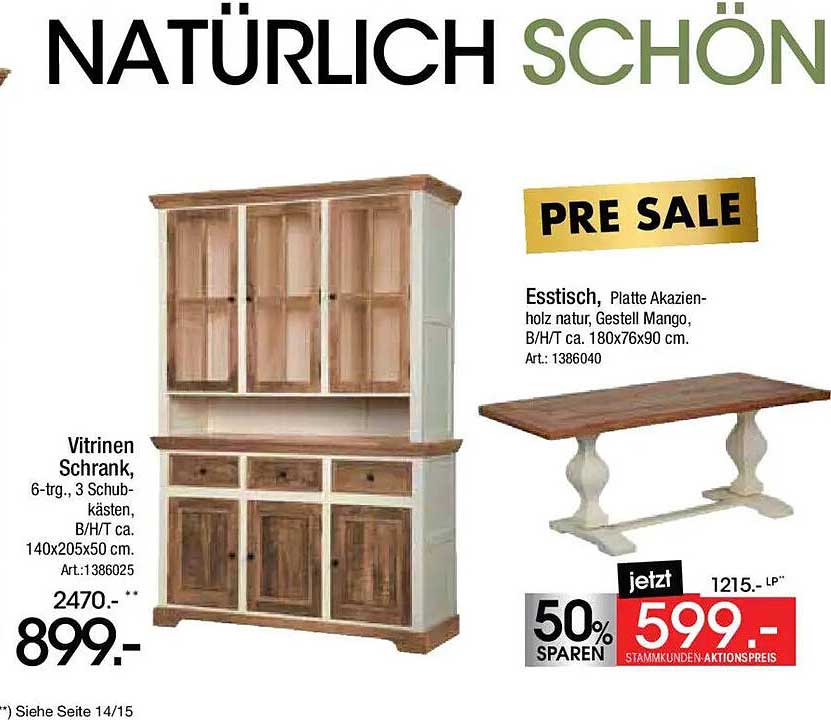 Vitrinen Schrank, 6-trg., 3 Schubkästen, B/H/T ca. 140x205x50 cm.