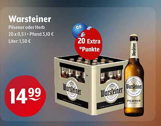 Warsteiner Pilsener oder Herb 20 x 0,5 l