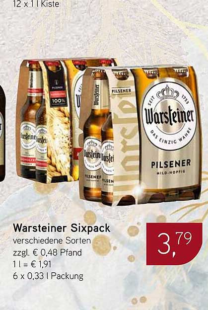Warsteiner Sixpack verschiedene Sorten