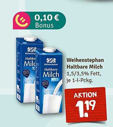 Weihenstephan Haltbare Milch 1,5/3,5% Fett, je 1-l-Pckg.