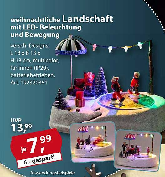 Weihnachtliche Landschaft mit LED-Beleuchtung und Bewegung