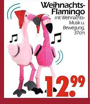 Weihnachts-Flamingo mit Musik und Bewegung, 37 cm