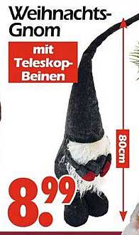 Weihnachts-Gnom mit Teleskop-Beinen
