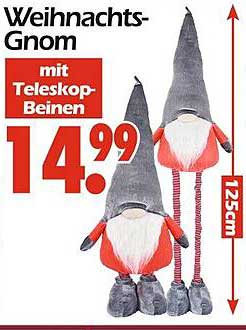 Weihnachts-Gnom mit Teleskop-Beinen
