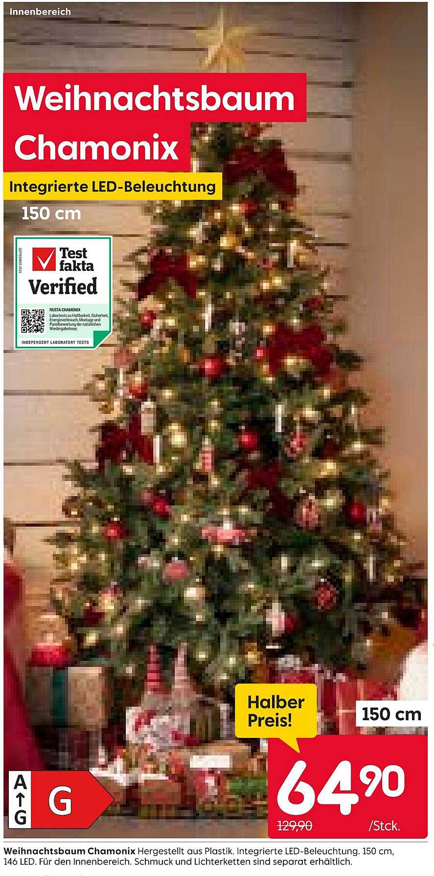 Weihnachtsbaum Chamonix mit integrierter LED-Beleuchtung 150 cm