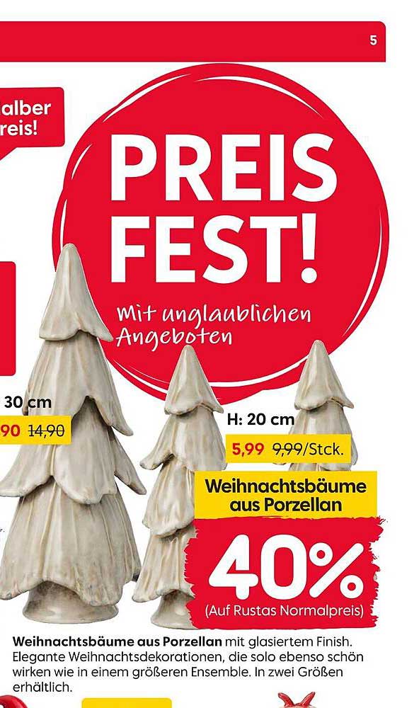 Weihnachtsbäume aus Porzellan mit glasiertem Finish