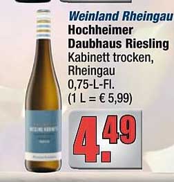 Weinland Rheingau Hochheimer Daubhaus Riesling Kabinett trocken, 0,75-L-Fl.