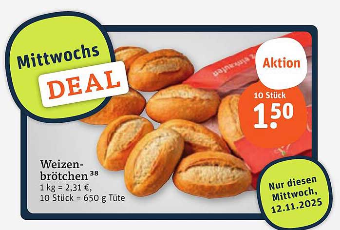 Weizenbrötchen 10 Stück für nur 1,50 €