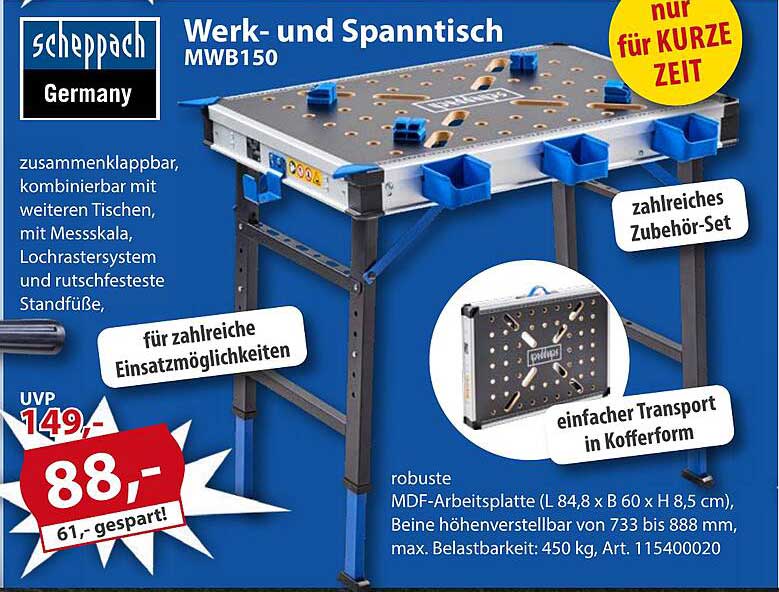 Werk- und Spanntisch MWB150 von Scheppach