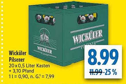 Wicküler Pilsener 20 x 0,5 Liter Kasten