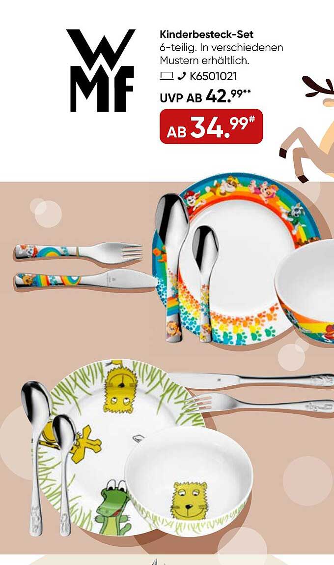 WMF Kinderbesteck-Set 6-teilig. In verschiedenen Mustern erhältlich.