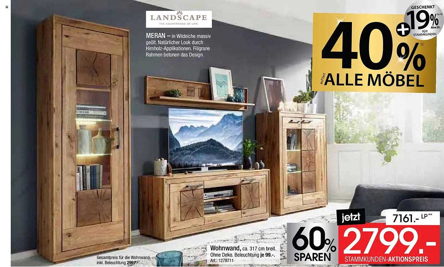 Wohnwand MERAN – in Wildeiche massiv geölt