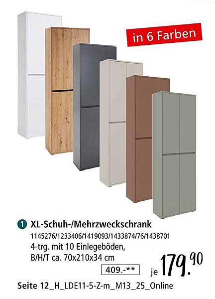 XL-Schuh-/Mehrzweckschrank in 6 Farben