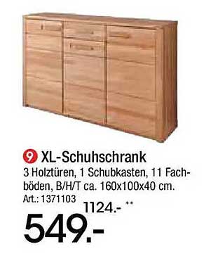 XL-Schuhschrank mit 3 Holztüren und 1 Schubkasten