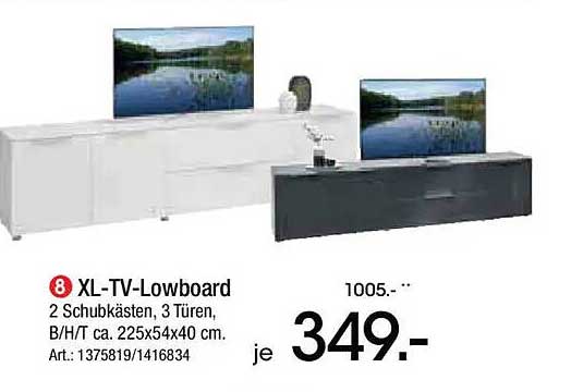 XL-TV-Lowboard mit 2 Schubkästen und 3 Türen