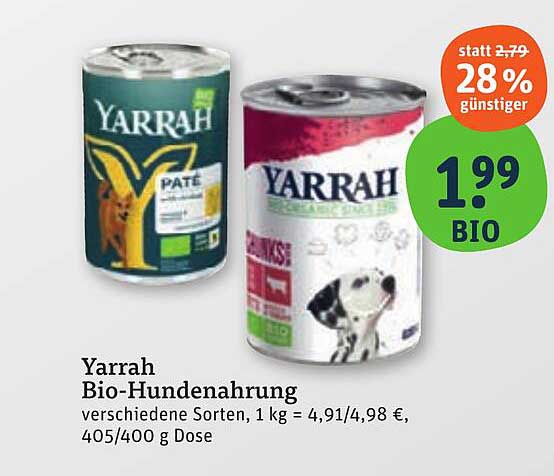 Yarrah Bio-Hundenahrung - verschiedene Sorten, 400 g Dose