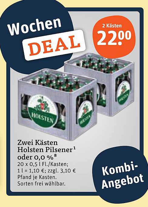 Zwei Kästen Holsten Pilsener oder 0,0 %