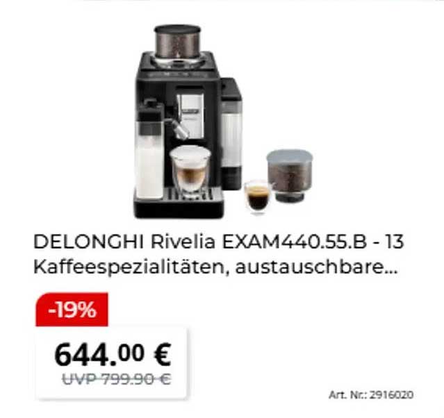 DELONGHI Rivelia EXAM440.55.B - 13 Kaffeespezialitäten, austauschbare...
